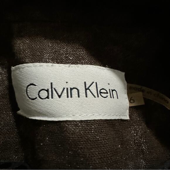 Calvin Klein Brown Silver Metallic‎ Long Sleeve Two Button Blazer Size 6 - Picture 4 of 8